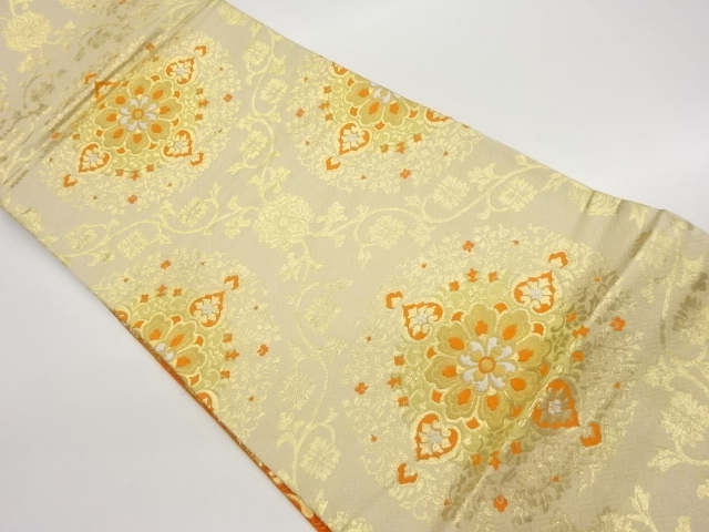 JAPANESE FUKURO OBI / REVERSIBLE / WOVEN FLOWER ARABESQUE